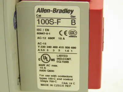 Allen Bradley 100S-C60DJ14C Safety DC Contactor Contact Block 24V Coil 600V 3PH