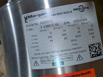 Morgan Rekofa F 5380 C UL Wind Turbine Slip Ring Transmitter 5020012 30RPM New NIB
