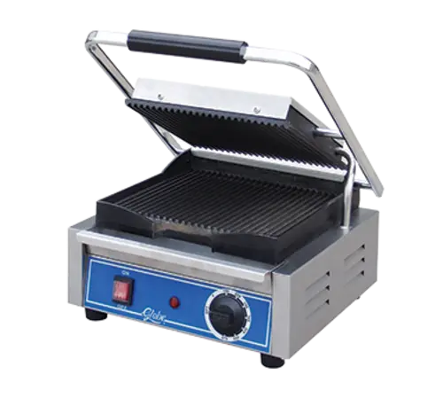 Globe GPG10 Bistro Series Sandwich Grill with Grooved Plates - 10" x 10" Cooking Surface - 120V, 1800W
