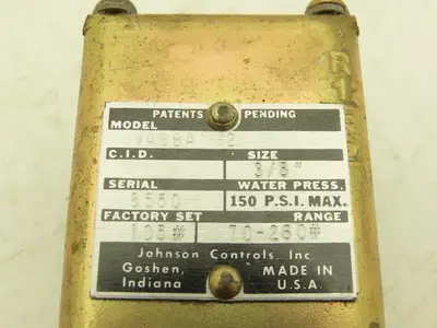 Johnson Controls V46BA-2 Water Valve 3/8" NPT 150 PSI Max Set 105# Range 70-260#