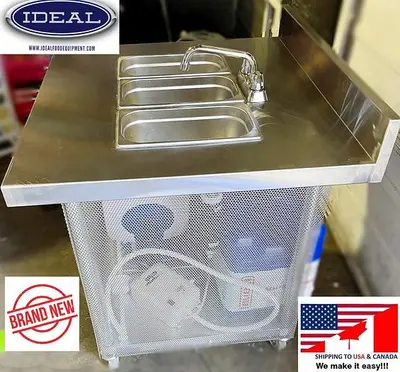 Triple hot and cold mobile wash sink