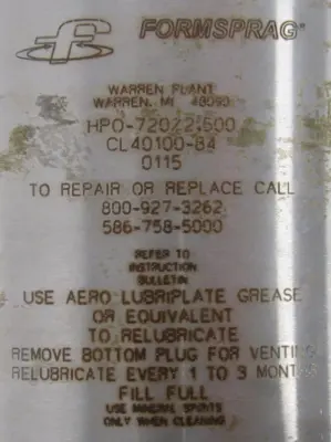 NEW FORMSPRAG CL40100-84 OVERRUNNING CLUTCH HPO-720/2.500 CL4010084
