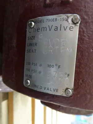 ChemValve 790EB-150 Size 8 Lined Plug Valve Surplus