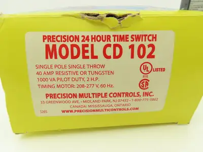 Precision CD 102 24 Hour Time Switch 40A Single Pole Single Throw 208V 60Hz 2Hp