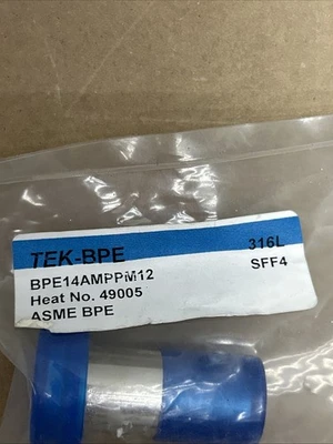 TEK BPE 316L SS SANITARY TRI-CLAMP BPE14AMPPM12 NEW IN SEALED BAG + WARRANTY