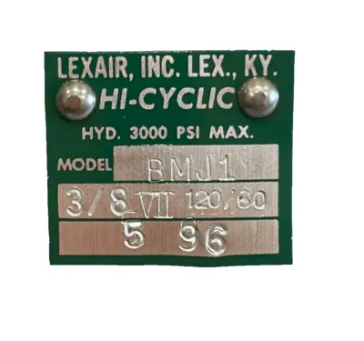 NEW LEXAIR INC BMJ1-3/8 SOLENOID VALVE 3000PSI BMJ138