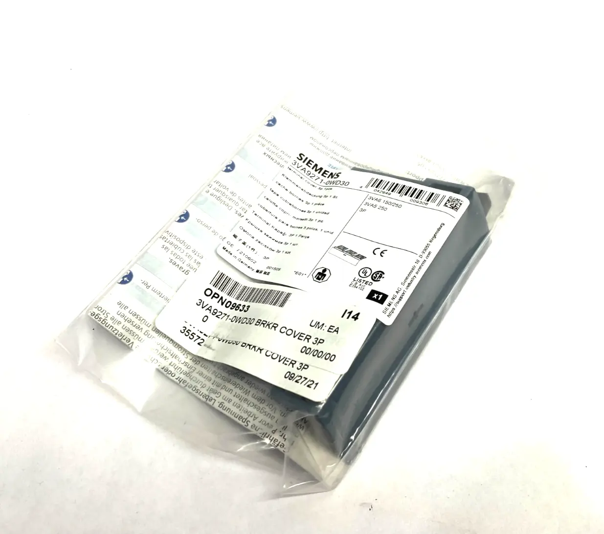 NEW SIEMENS CIRCUIT BREAKER ACCESSORY TERMINAL COVER 3-POLE