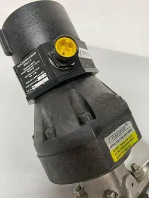 USED ITT PURE-FLO A209 3-WAY STAINLESS STEEL VALVES W/  POSITION MONITORS & 2" FIT
