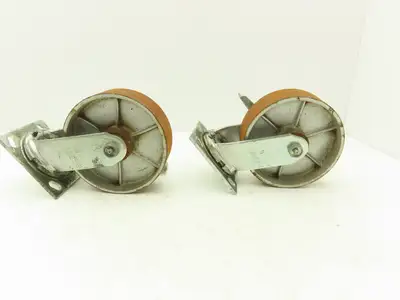 Albion 6" Swivel Caster Wheel Locking Cast Iron 7-1/2" Height Lot of 2