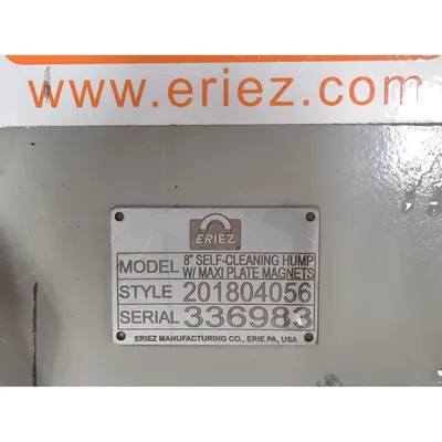 Used Eriez 8"X8" Self-Cleaning Maxi Plate Hump Magnet w/ Discharge Diverter