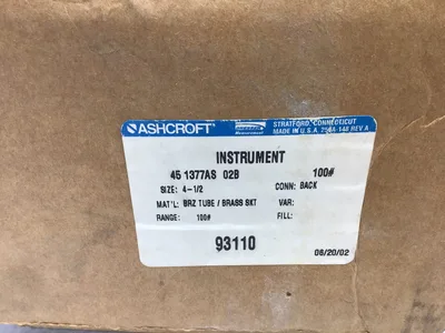 Ashcroft 45 1377AS 02B Pressure Gauge 4-1/2″ 0-100PSI Bronze Tube Brass Socket