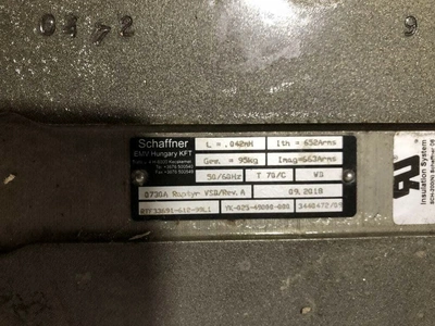 Schaffner RTF33691-612-99L1 Thermal Input Inductor / Reactor 3PH 0.042mH 652A
