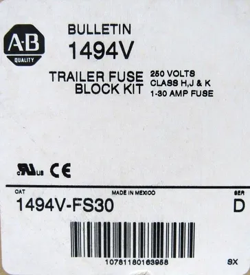 NEW ALLEN BRADLEY 1494V-FS30 FUSE BLOCK 1494VFS30 SER D 30A 600V
