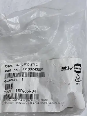 New | in-Stock HARTING HARTING HAN 24DD-STI-C Misc Electrical & Power Parts | ND Industrial Surplus #1213319