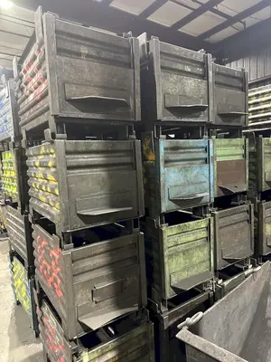 36” x 18” x 18” STEEL STACKABLE PARTS BIN TUB CONTAINER WITH DUMP DOOR, 200+ AVAILABLE: YOBRO #25062