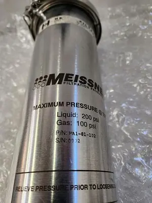 MEISSNER HA1-01-102 FILTRATION MAXIMUM PRESSURE 70F, LIQUID 200PSI , GAS 100PSI