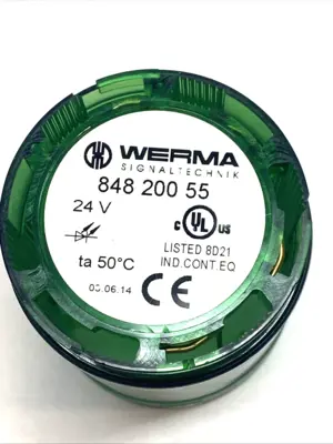 USED WERMA GREEN LED PERMANENT STACKLIGHT MODULE 24V AC/DC KS50