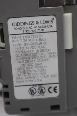 Giddings & Lewis M.1300.7372 R1 Input Module 24VDC SINK/SOURCE STOCK K-2919-A