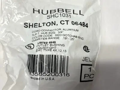 NEW HUBBELL ALUMINUM LIQUID TIGHT CORD CONNECTOR 3/4"