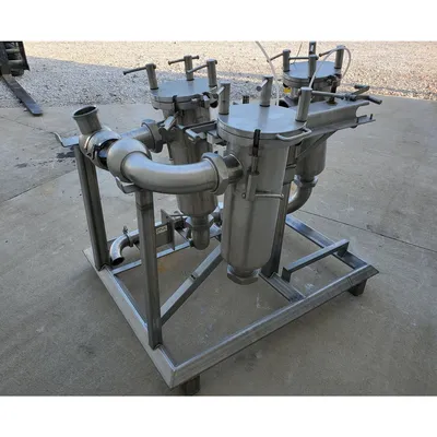 Used Stainless Steel Sanitary Basket Strainer Filter Housings [rack of three]