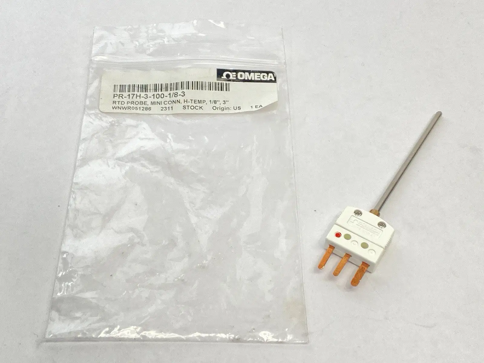 PR-17H-3-100-1/8-3 | Omega  RTD Probe With Miniature Connector H-Temp 3" Length - New – Open box