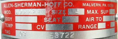 NEW ALLEN SHERMAN HOFF 105533 DIAPHRAGM VALVE 102958 SIZE 1"