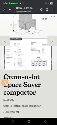 USED 2011 JV MANUFACTURING/CRAM-A-LOT CS-01-W SPACE SAVER