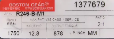 NEW BOSTON GEAR R246-B-M1 GEAR RATIO SPIRAL BEVEL GEARBOX 2:1 R246BM1