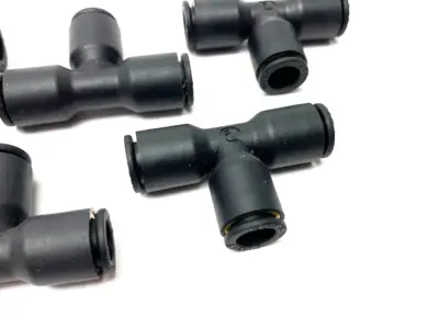 USED PARKER PNEUMATIC PUSH-IN UNION TEE FITTING 8MM BLACK