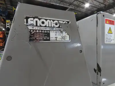 Enomoto CNC Chip Conveyor 16"x 67" Infeed 52-56" Discharge 220V 3PH
