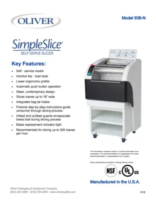 124-0159 Oliver 938-N Bread Slicer