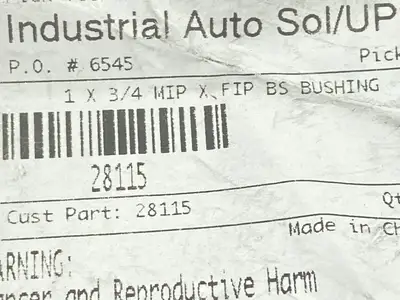 New | in-Stock Midland Industries Hex Bushing 1" Male NPTF x 3/4" Female NPTF LOT OF 18 Miscellaneous MRO Michigan US | Maverick Industrial Sales #1390993