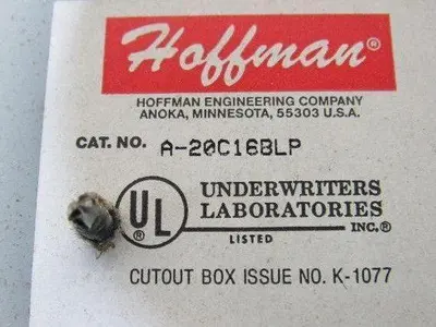 Hoffman A-20C16BLP Electrical Enclosure 20x16x8" Fusible Disconnect Control Box