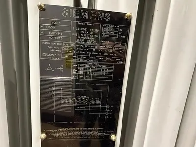 Siemens 2500–3500 kVA 13.8kV–600Y/346V Liquid-Filled Substation Transformer