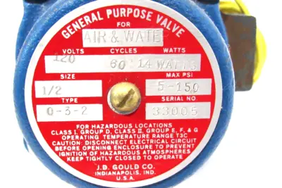 NEW J.D.GOULD Q-3-2 AIR & WATER VALVE 5-150 PSI Q32