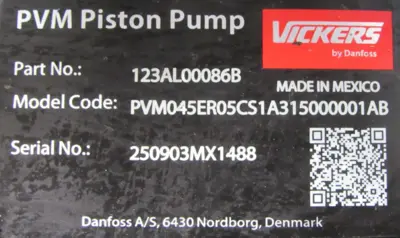 NEW VICKERS 123AL00086B PVM PISTON PUMP PVM045R05CS1A315000001AB