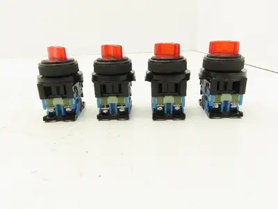 Fuji Electric Red Illuminated 2-Position Switch 30mm 600V 10A 30v Bulb Lot of 4