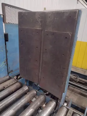 20,000 LBS X 54" X 36" BRANER HYDRAULIC COIL CAR UPENDER WITH POWER FEED CONVEYOR: YOBRO #25238