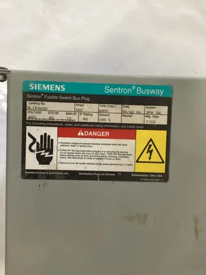 Siemens SLID3630 100A Fusible Switch Bus Plug Sentron Busway-NEW