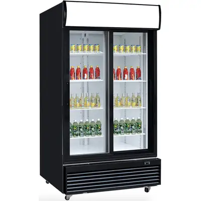 New | in-Stock Dukers New Dukers DSM-32SR Commercial Glass Sliding 2-Door Merchandising Reach-in Cooler Refrigerator Display Refrigerators Illinois US | Falcon Restaurant Supply #1376367