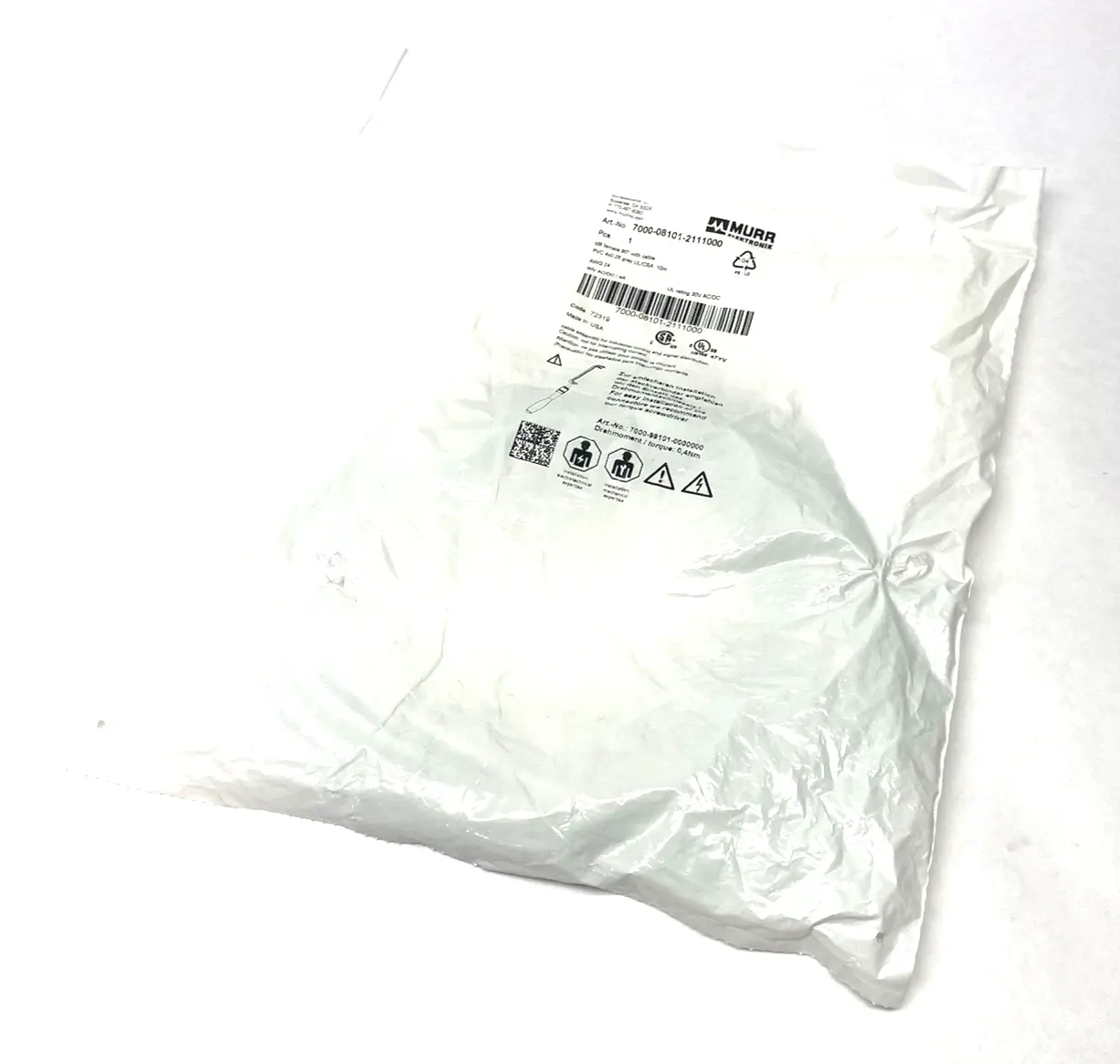 New | in-Stock Murrelektronik Single Ended M8 female 90° A-cod. Cable Cable & Wire Michigan US | Maverick Industrial Sales #1392904