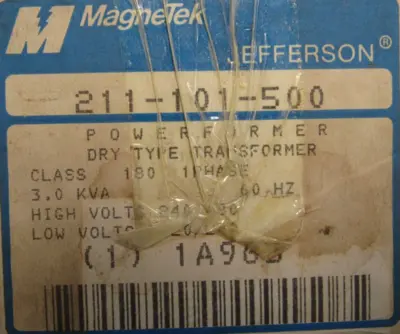 NEW MAGNETEK 211-101 TRANSFORMER 3 KVA 211101500 240/480 120/240