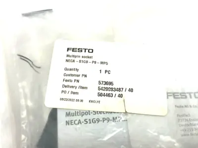 NECA-S1G9-P9-MP5,573695 | Festo NECA-S1G9-P9-MP5 Multi-Pin Plug Socket 573695 - New