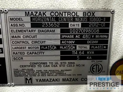 USED 2012 MAZAK HC 10800-II