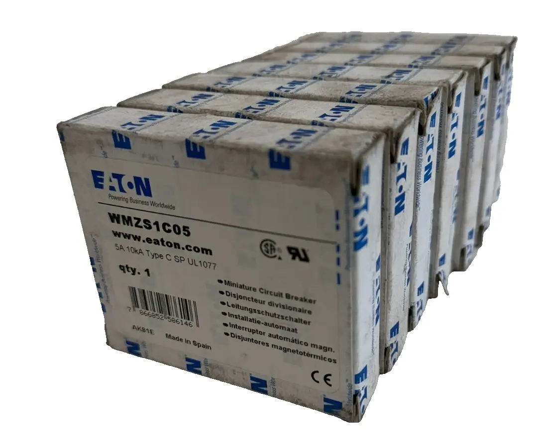 NEW LOT OF 7 EATON WMZS-1C05 MINATURE CIRCUIT BREAKER 5A 10KA TYPE C WMZS1C05