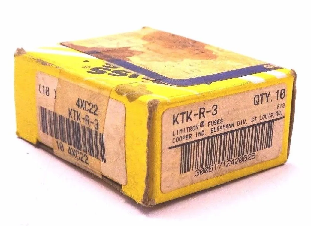 NEW BOX OF 10 BUSSMANN KTK-R-3 FUSES KTKR3