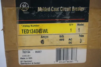 NEW GENERAL ELECTRIC TED134045WL CIRCUIT BREAKER