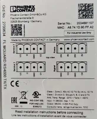 Phoenix Contact FL MGUARD RS4000 TX/TX Smart Router (BIN313)
