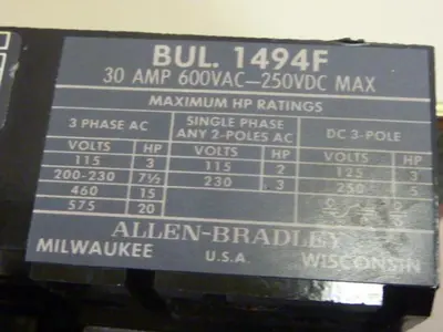 USED ALLEN BRADLEY 1494-NF30 SER A