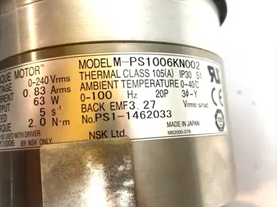 USED NSK MEGATORQUE DIRECT DRIVE MOTOR 6NM 100MM